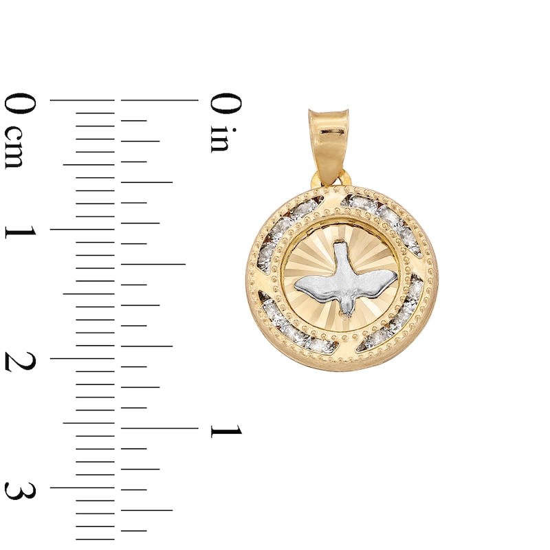 Main Image 4 of 10K Semi-Solid Gold CZ Holy Spirit Two-Tone Necklace Charm