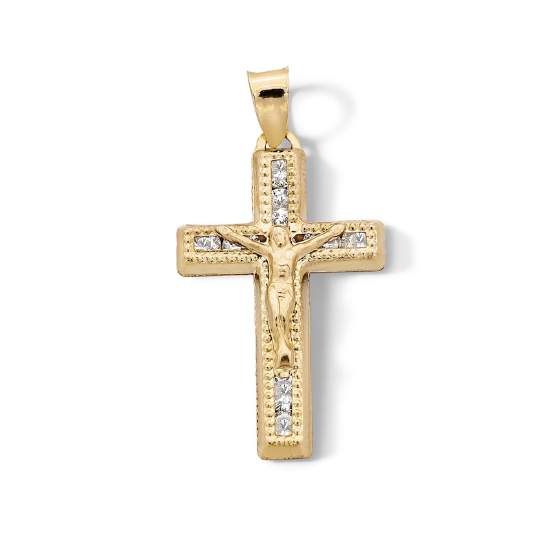 Main Image 1 of 10K Semi-Solid Gold CZ Crucifix Necklace Charm