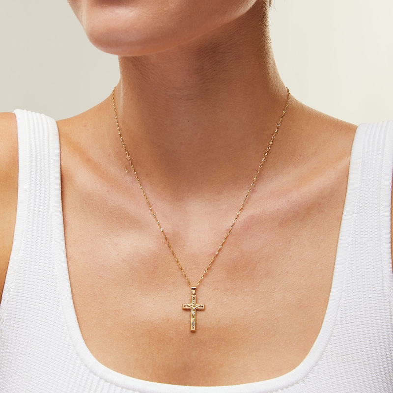 Main Image 2 of 10K Semi-Solid Gold CZ Crucifix Necklace Charm