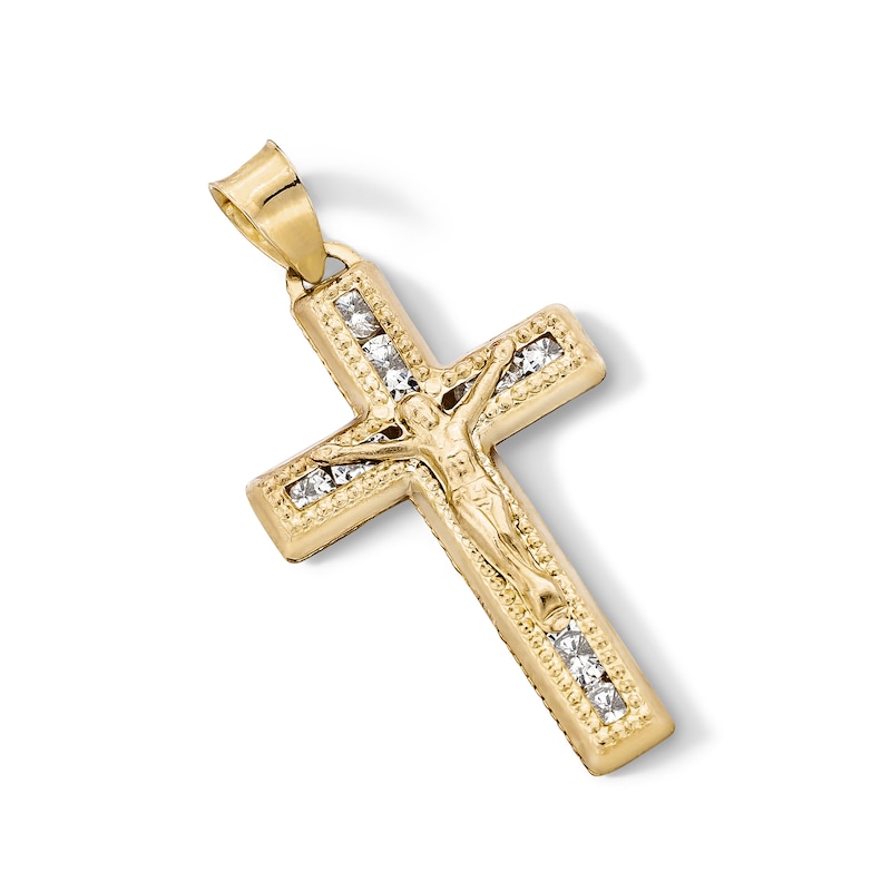 Main Image 3 of 10K Semi-Solid Gold CZ Crucifix Necklace Charm