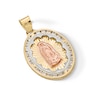 Thumbnail Image 3 of 10K Semi-Solid Gold CZ Guadalupe Medallion Tri-Tone Necklace Charm