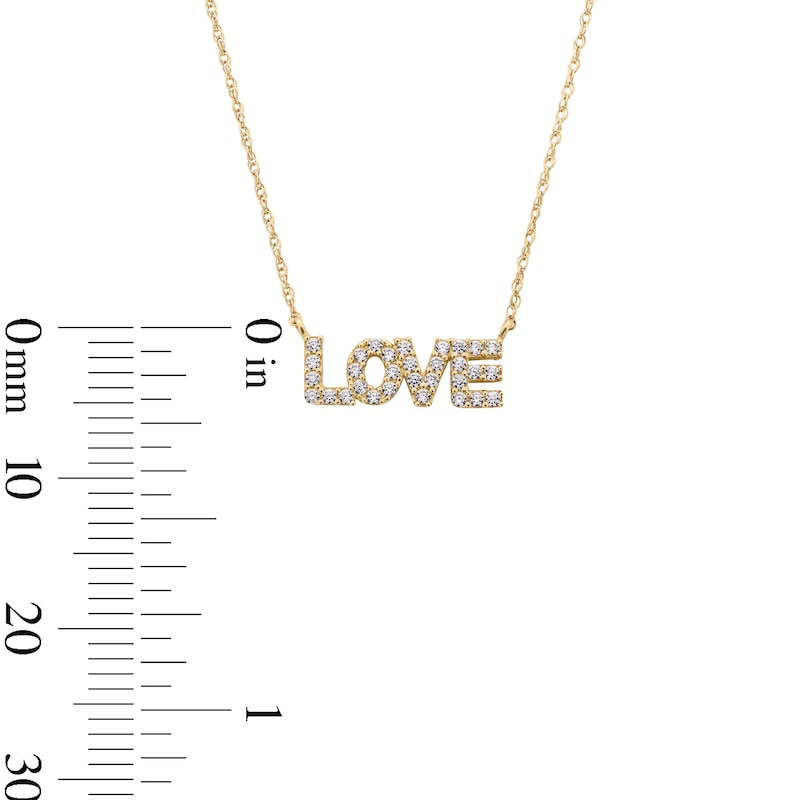 Main Image 3 of 10K Semi-Solid Gold CZ LOVE Pendant - 16&quot; + 2&quot;