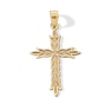 Thumbnail Image 1 of 10K Solid Gold Diamond-Cut Leaf Cross Necklace Charm