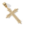 Thumbnail Image 3 of 10K Solid Gold Diamond-Cut Leaf Cross Necklace Charm