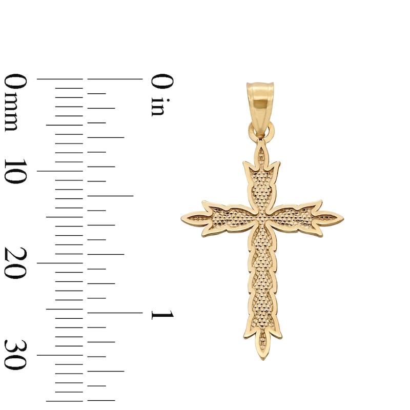 Main Image 4 of 10K Solid Gold Diamond-Cut Leaf Cross Necklace Charm