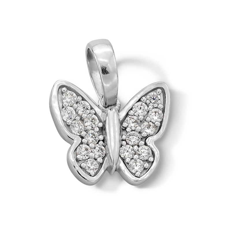 Main Image 1 of Sterling Silver CZ Mini Butterfly Necklace Charm