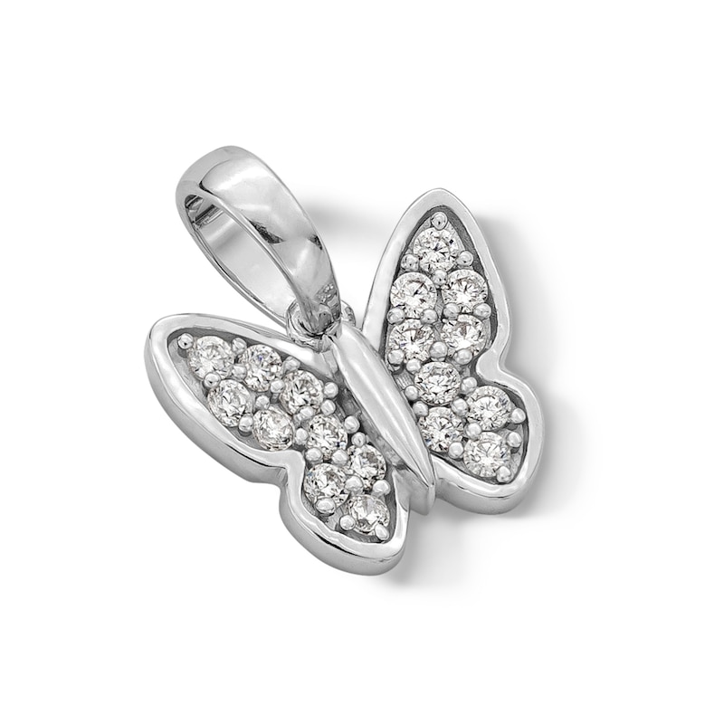 Main Image 3 of Sterling Silver CZ Mini Butterfly Necklace Charm