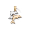 Thumbnail Image 1 of 10K Solid Gold Double Dolphin Two-Tone Necklace Charm