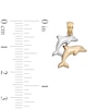 Thumbnail Image 4 of 10K Solid Gold Double Dolphin Two-Tone Necklace Charm