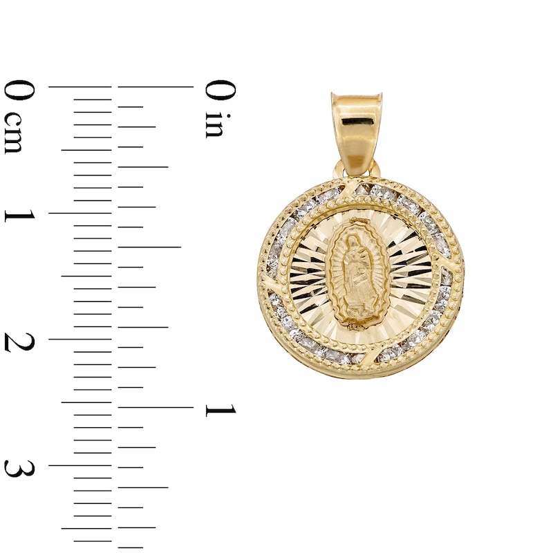 Main Image 4 of ​​​​​​​10K Semi-Solid Gold CZ Guadalupe Medallion Necklace Charm