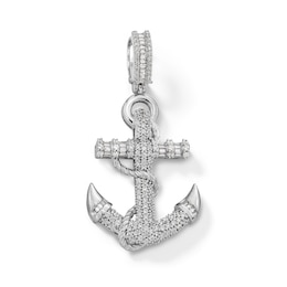 Sterling Silver CZ Anchor Necklace Charm