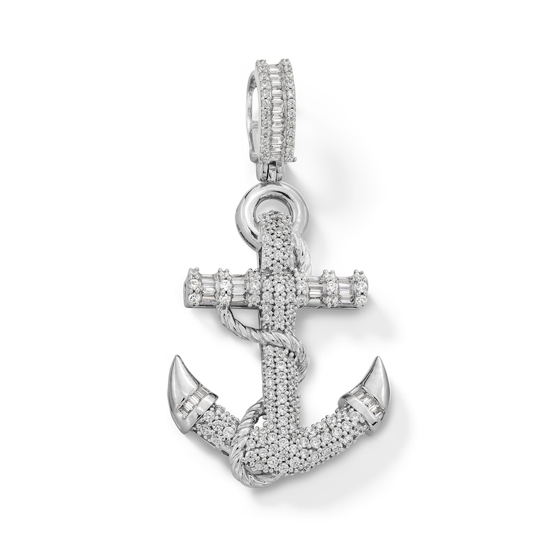 Main Image 1 of Sterling Silver CZ Anchor Necklace Charm