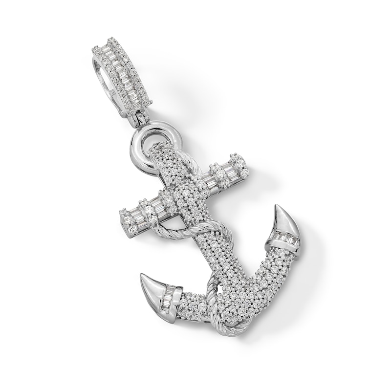 Main Image 3 of Sterling Silver CZ Anchor Necklace Charm