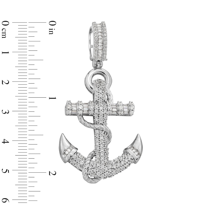 Main Image 4 of Sterling Silver CZ Anchor Necklace Charm