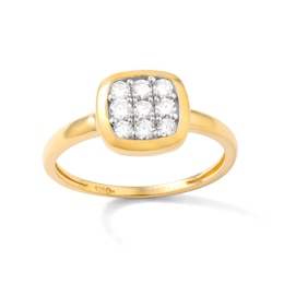 ​​​​​​​14K Gold Plated 1/3 CT. T.W. Lab-Created Diamond Square Rounded Edge Frame Ring