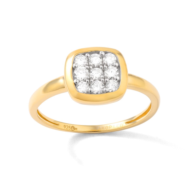 Main Image 1 of ​​​​​​​14K Gold Plated 1/3 CT. T.W. Lab-Created Diamond Square Rounded Edge Frame Ring