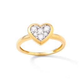 14K Gold Plated 1/3 CT. TW. Lab-Created Diamond Heart Framed Ring