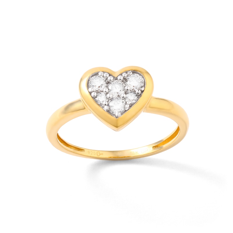 Main Image 1 of 14K Gold Plated 1/3 CT. TW. Lab-Created Diamond Heart Framed Ring