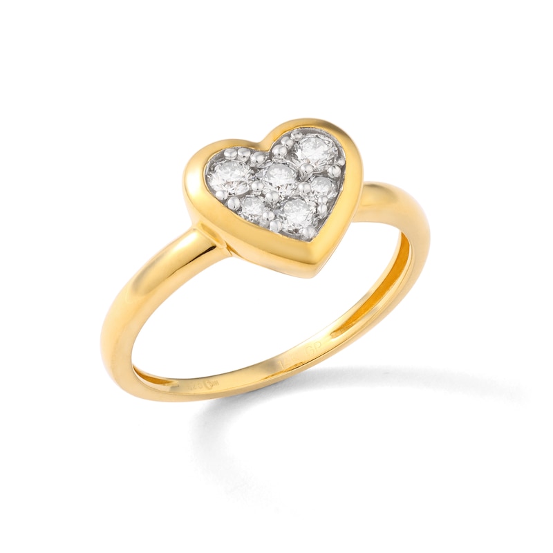 Main Image 2 of 14K Gold Plated 1/3 CT. TW. Lab-Created Diamond Heart Framed Ring