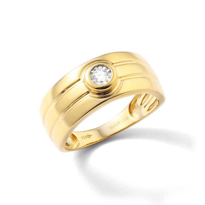 Main Image 2 of 14K Gold Plated 1/10 CT. TW. Lab-Created Diamond Center Ring