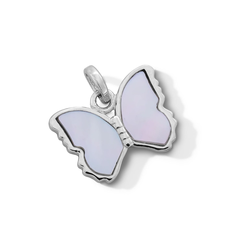 Main Image 2 of Sterling Silver Mother-of-Pearl Butterfly Necklace Charm