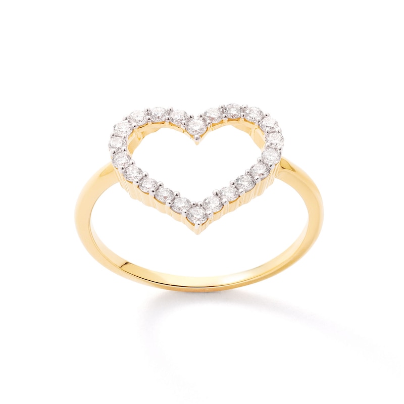 Main Image 1 of 14K Gold Plated 1/3 CT. T.W. Lab-Created Diamond Heart Outline Ring