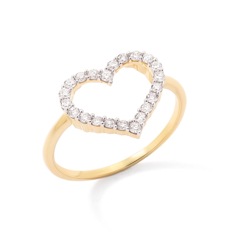 Main Image 2 of 14K Gold Plated 1/3 CT. T.W. Lab-Created Diamond Heart Outline Ring