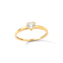 14K Gold Plated 1/20 CT. TW. Lab-Created Diamond Small Heart Ring