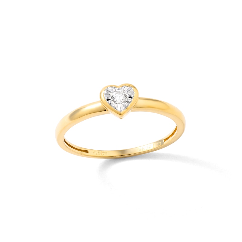 Main Image 1 of 14K Gold Plated 1/20 CT. TW. Lab-Created Diamond Small Heart Ring