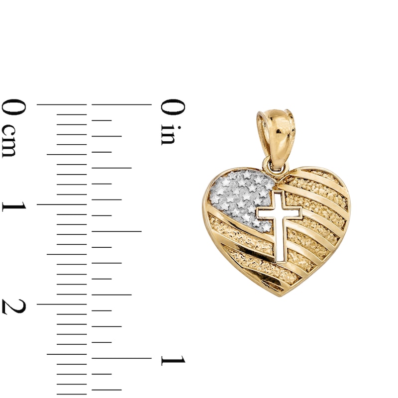 Main Image 4 of ​​​​​​​​​​​​​​10K Solid Gold USA Heart Two-Tone Necklace Charm