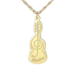 Diamond Accent Treble Clef Pendant - 16&quot; + 2&quot;