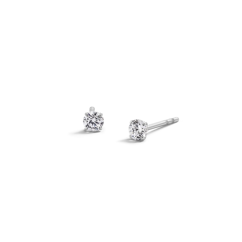 10K White Gold CZ Basket Studs