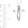 Thumbnail Image 4 of Sterling Silver Four Birthstone Cross Pendant Necklace