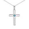 Thumbnail Image 1 of Sterling Silver Birthstone Keepsake Cross Engravable Pendant Necklace