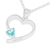 Thumbnail Image 1 of Sterling Silver Heart Birthstone Open Heart Engravable Pendant Necklace