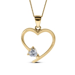 14K Gold Plated Heart Birthstone Open Heart Engravable Pendant Necklace