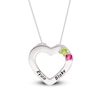 Thumbnail Image 2 of Sterling Silver Two Birthstone Two Name Heart Pendant Necklace