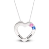 Thumbnail Image 3 of Sterling Silver Two Birthstone Two Name Heart Pendant Necklace