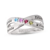 Thumbnail Image 1 of Sterling Silver Birthstone Four Name Crossover Ring