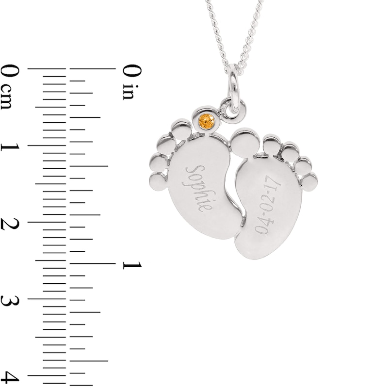 Main Image 4 of Sterling Silver Birthstone Baby Feet Engravable Pendant Necklace