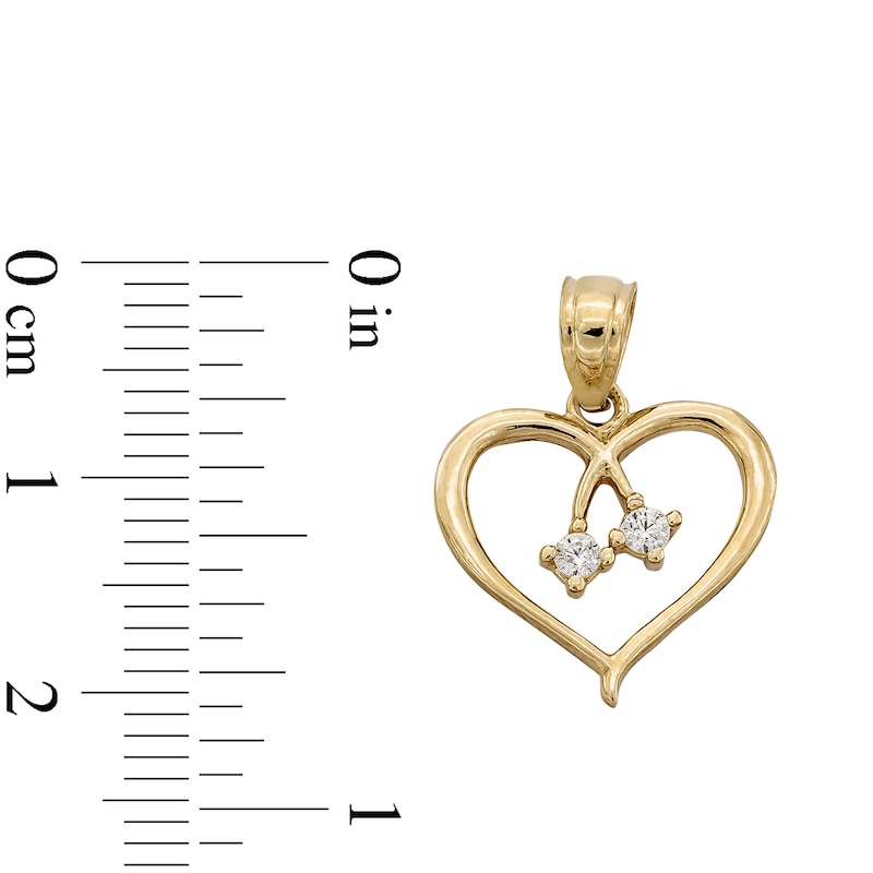 Main Image 4 of ​​​​​​​​​​​​​​10K Solid Gold CZ Open Heart Necklace Charm