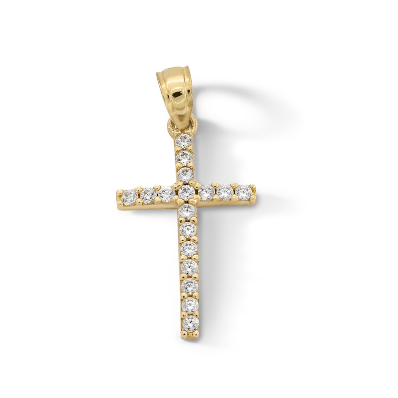 Main Image 1 of 10K Solid Gold CZ Cross Necklace Charm