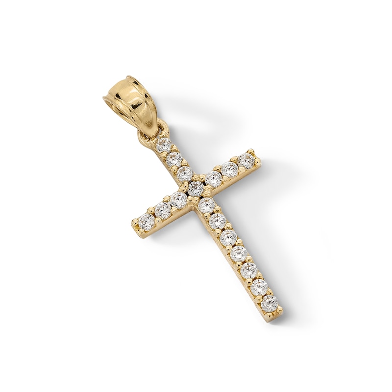 Main Image 3 of 10K Solid Gold CZ Cross Necklace Charm