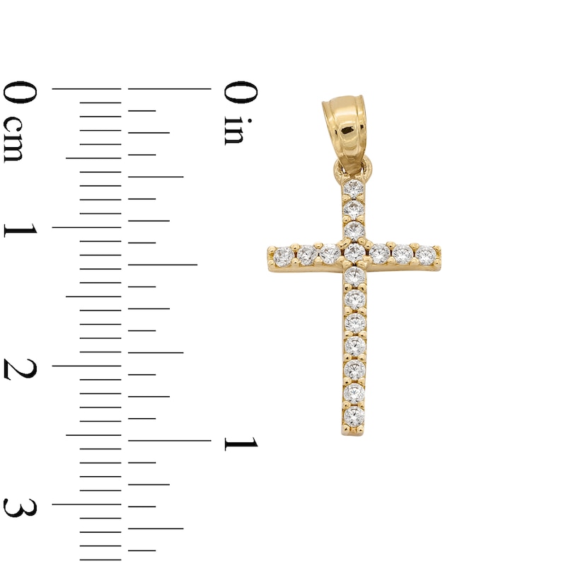 Main Image 4 of 10K Solid Gold CZ Cross Necklace Charm