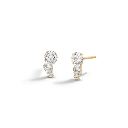 10K Semi-Solid Gold CZ Graduated Studs