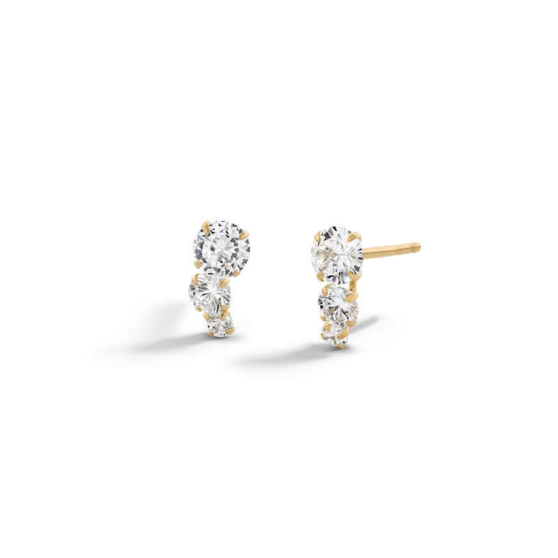 10K Semi-Solid Gold CZ Graduated Studs