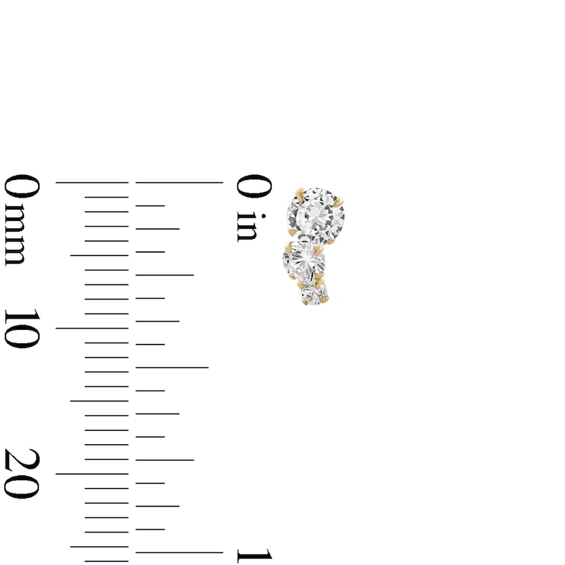 10K Semi-Solid Gold CZ Graduated Studs