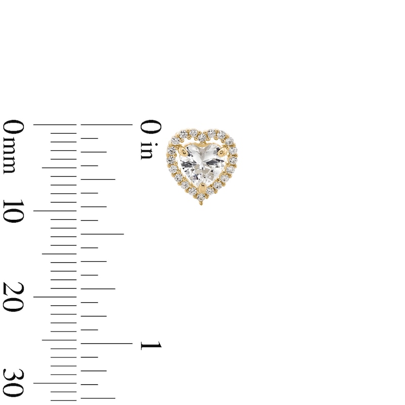 10K Gold CZ Heart Halo Studs