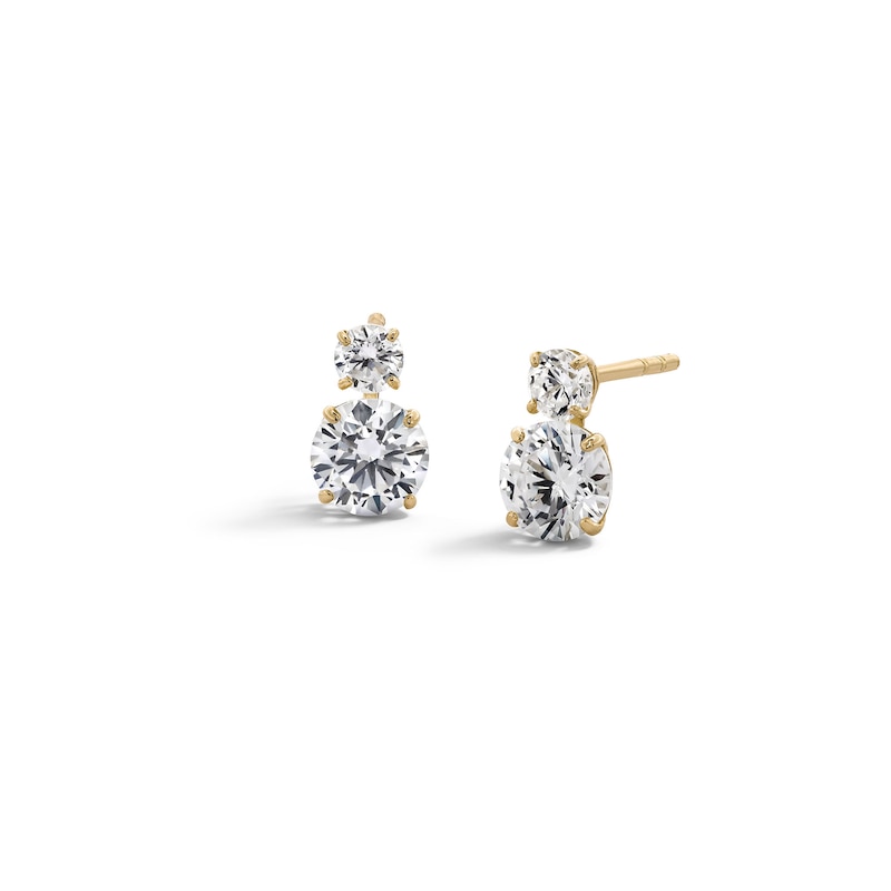 10K Solid Gold CZ Stacked Studs