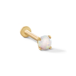 14K Hollow Gold Simulated Opal Stud - 18G 5/16&quot;